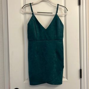 Super down green mini dress
